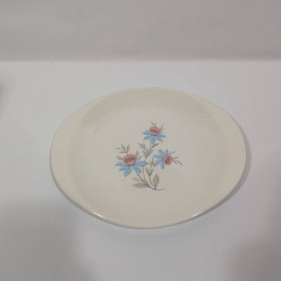 Steubenville Fairlane Oval Dinner Plate Pink Blue Floral Design Vintage Pottery - Picture 1 of 11